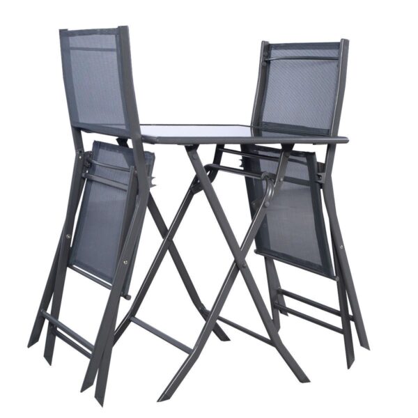 Outdoor 3-Piece Patio Furniture Folding Table Chair Set - Image 2