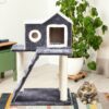 Gray 36 Inch Tower Condo Scratching Post Ladder Cat Tree House - Image 2