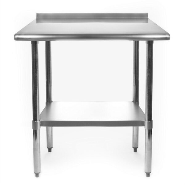 Heavy Duty 30 x 24 inch Stainless Steel Restaurant Kitchen Prep Work Table with Backsplash - Image 2