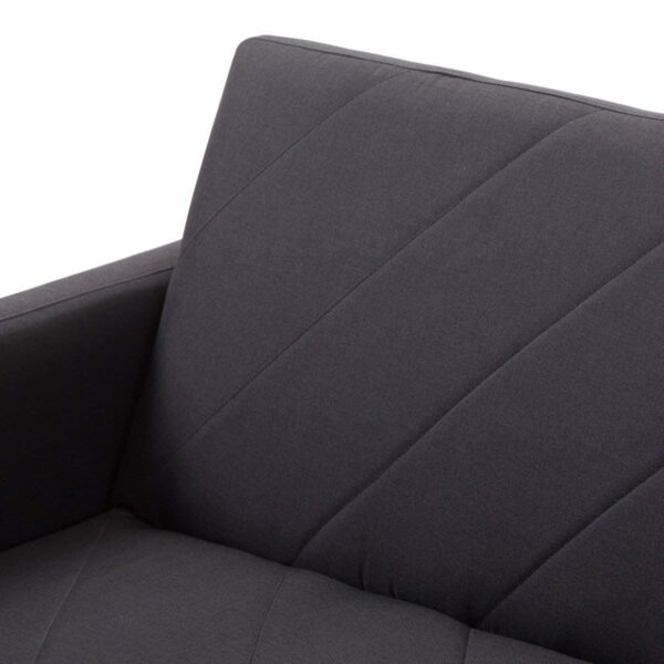 Modern Mid-Century Style Futon Sofa Bed with Black Linen Upholstery - Image 5