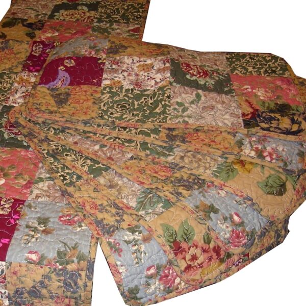 Full / Queen size 100% Cotton Patchwork Quilt Set with Floral Paisley Pattern - Image 2