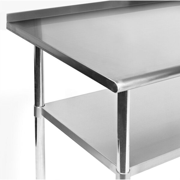 Stainless Steel 72 x 24 inch Kitchen Prep Work Table with Backsplash - Image 2