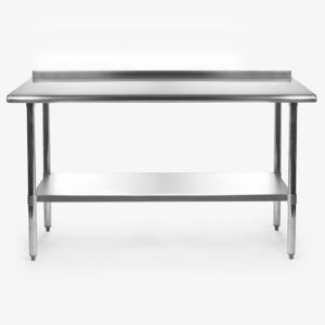Stainless Steel 60 x 24 inch Heavy Duty NSF Certified  Work Bench Prep Table with Backsplash