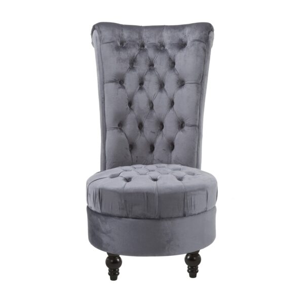 Gray Tufted High Back Plush Velvet Upholstered Accent Low Profile Chair - Image 2