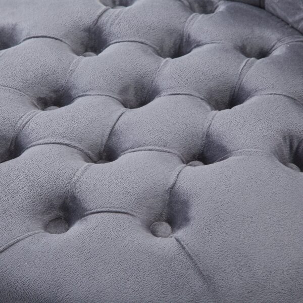 Gray Tufted High Back Plush Velvet Upholstered Accent Low Profile Chair - Image 3