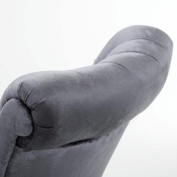 Gray Tufted High Back Plush Velvet Upholstered Accent Low Profile Chair - Image 4