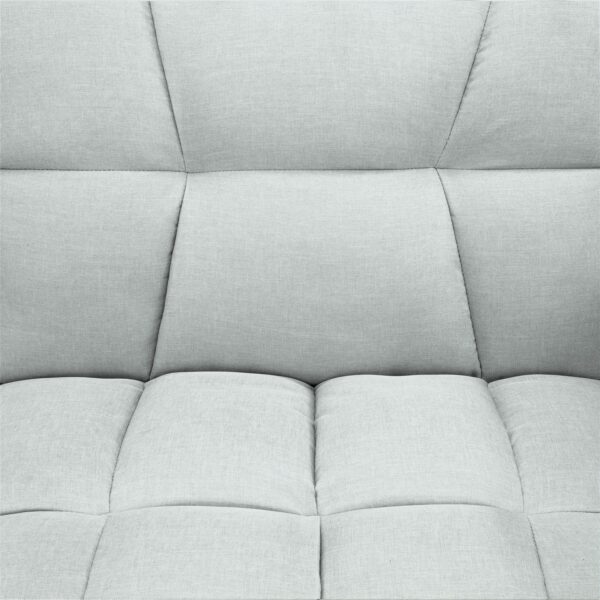Plush Gray Split-Back Design Convertible Linen Tufted Futon w/ 2 Pillows - Image 5