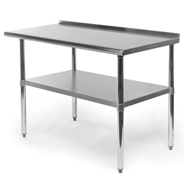 Heavy Duty 48 x 24 inch Stainless Steel Kitchen Prep Work Table with Backsplash - Image 2