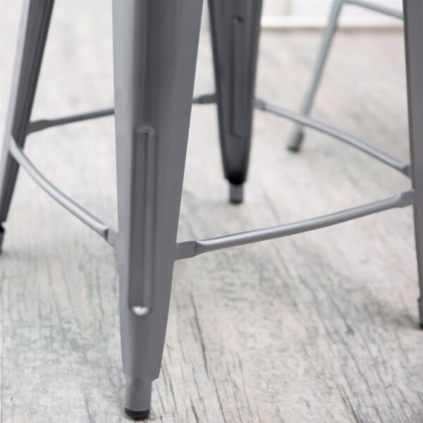 Set of 2 - Modern 30-inch Steel Bar Stools in Gun Metal Finish - Image 3