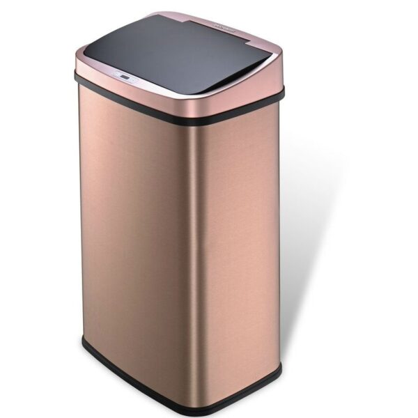 Gold Copper 13-Gallon Stainless Steel Kitchen Trash Can with Motion Sensor Lid - Image 2