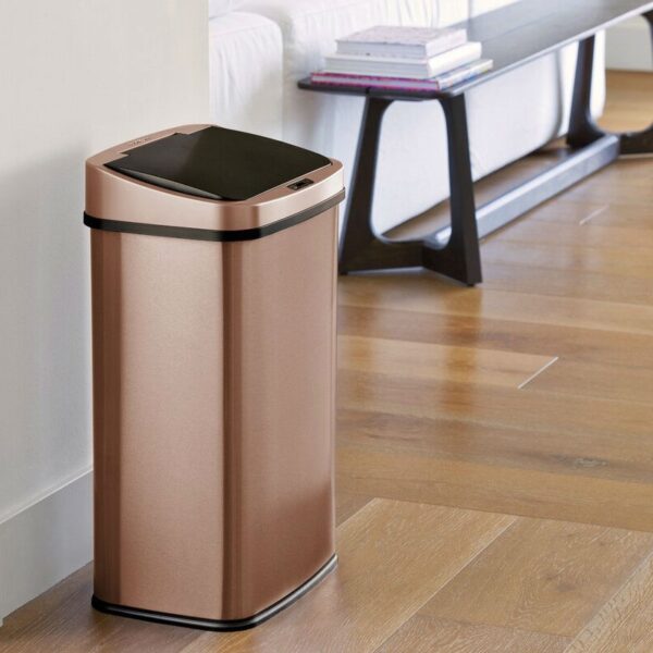 Gold Copper 13-Gallon Stainless Steel Kitchen Trash Can with Motion Sensor Lid - Image 3