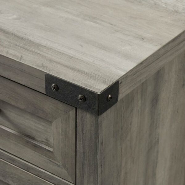 Rustic Farmhouse Barn Door Accent Storage Cabinet Grey Wash - Image 2