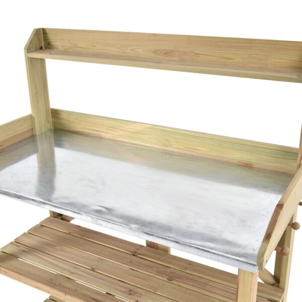 Outdoor Garden Workstation Potting Bench with Metal Top - Image 3