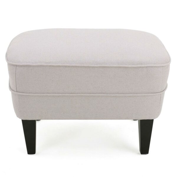 Natural Mid-Century Tufted Upholstered Club Armchair with Ottoman - Image 4