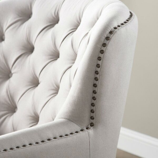Natural Mid-Century Tufted Upholstered Club Armchair with Ottoman - Image 5