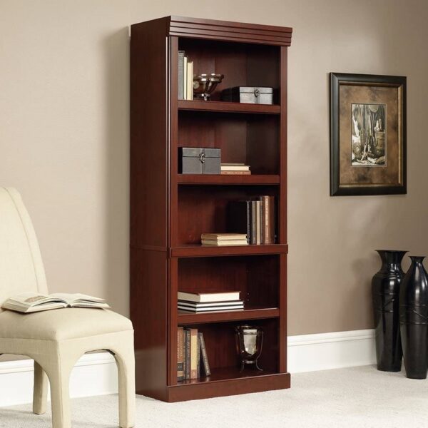 71-inch High 5-Shelf Wooden Bookcase in Cherry Finish - Image 3