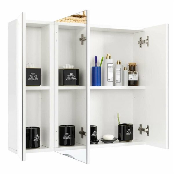 Modern 3-Door Wall Mounted Medicine Cabinet Bathroom Mirror Cupboard - Image 4