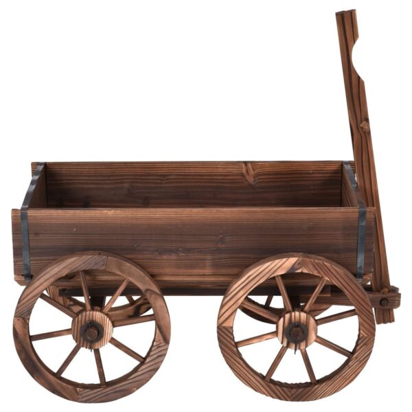 Mobile Half Barrel Solid Wood Planter Box on Wooden Wheels - Image 3