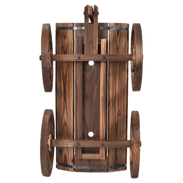 Mobile Half Barrel Solid Wood Planter Box on Wooden Wheels - Image 4