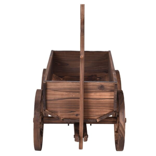 Mobile Half Barrel Solid Wood Planter Box on Wooden Wheels - Image 5