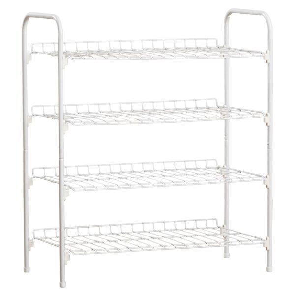 White Metal 4-Shelf Shoe Rack - Holds up to 9 Pair of Shoes - Image 2