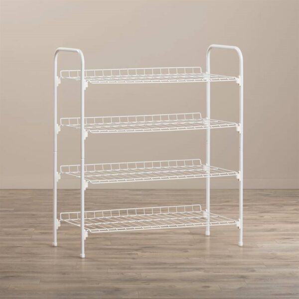 White Metal 4-Shelf Shoe Rack - Holds up to 9 Pair of Shoes - Image 4