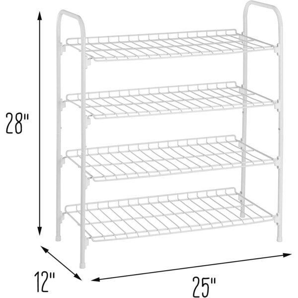 White Metal 4-Shelf Shoe Rack - Holds up to 9 Pair of Shoes - Image 5