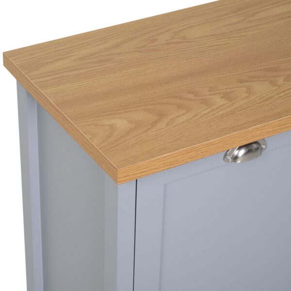 Gray and Oak Finish Wood Top Cabinet Entryway Storage Bench - Image 5