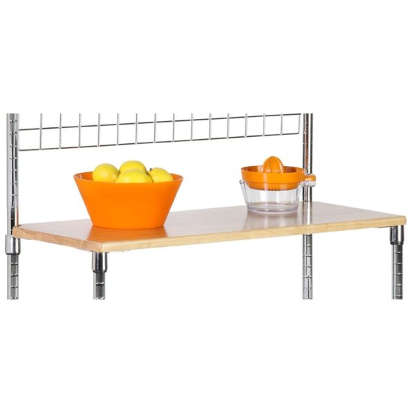 Metal Backers Rack with Storage Shelves and Solid Wood Cutting Board - Image 2