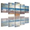 Beach Ocean Seascape 5-Panel Framed Canvas Print Wall Art - Image 2