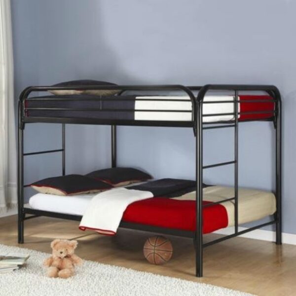 Heavy Duty Black Metal Full over Full Bunk Bed with Ladder - Image 2