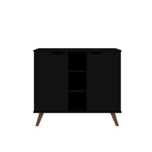 Black Sideboard Console Table Buffet Server with 3 Open Shelves