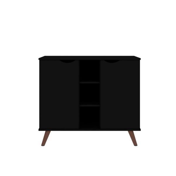 Black Sideboard Console Table Buffet Server with 3 Open Shelves