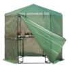 Outdoor Hexagon Greenhouse 6.5 x 7 Ft with Steel Frame PE Cover and Shelves