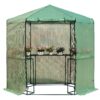 Outdoor Hexagon Greenhouse 6.5 x 7 Ft with Steel Frame PE Cover and Shelves - Image 2