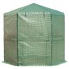 Outdoor Hexagon Greenhouse 6.5 x 7 Ft with Steel Frame PE Cover and Shelves - Image 3