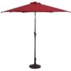 Burgundy 9-Ft Patio Umbrella with Steel Pole Crank Tilt and Solar LED Lights - Image 2