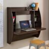 Modern Floating Wall Mounted Home Office Computer Desk in Brown Wood Finish - Image 2