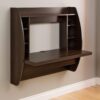 Modern Floating Wall Mounted Home Office Computer Desk in Brown Wood Finish - Image 3