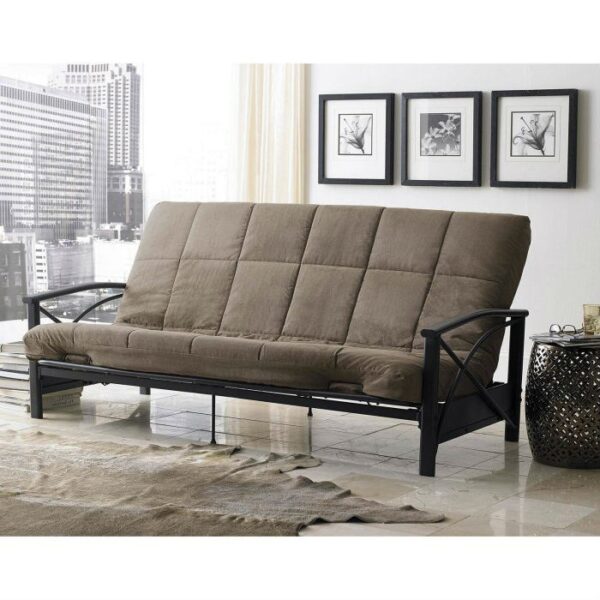 Full size 8-inch Thick Futon Mattress in Khaki Light Brown Color - Image 4