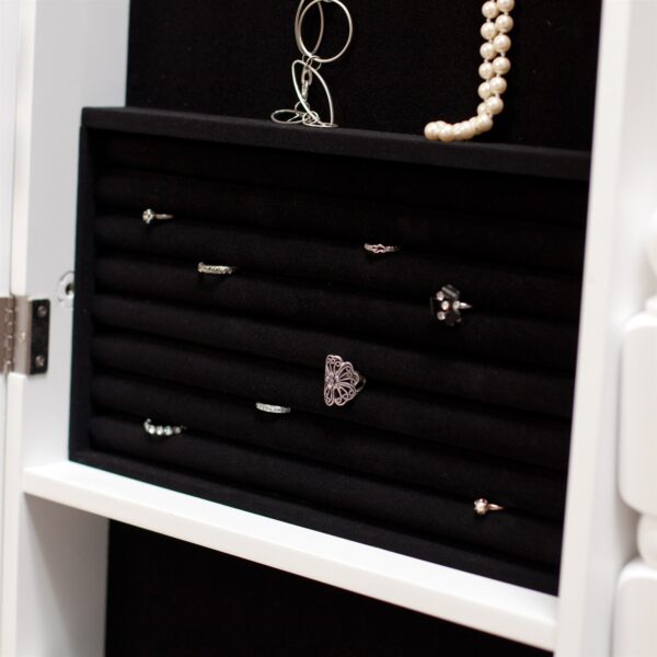 Full Length Tilting Cheval Mirror Jewelry Armoire Cabinet in Gloss White - Image 3