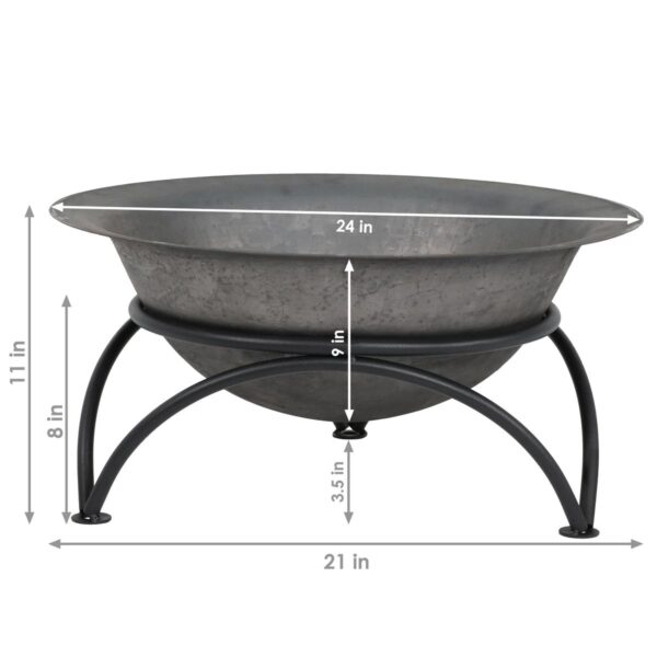 23.5 inch Wood-Burning Small Cast Iron Fire Pit Bowl with Stand - Image 5