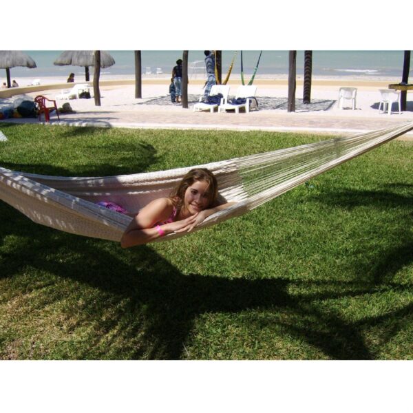 13-FT Long Handmade Yucatan Style Hammock in Natural Beige Color - Image 3