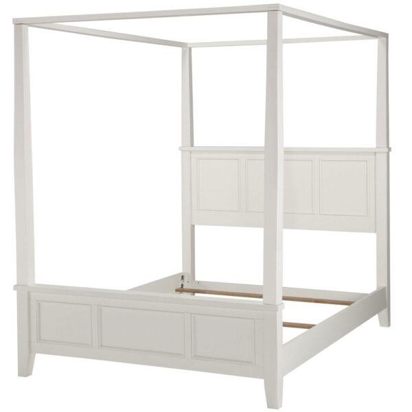 Queen size Canopy Bed in Contemporary White Wood Finish - Image 2