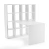 Modern Computer Desk with Honeycomb Style Wall Bookcase in White - Image 3