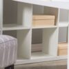 Modern Computer Desk with Honeycomb Style Wall Bookcase in White - Image 5