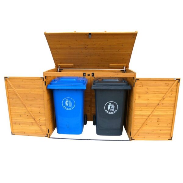 Outdoor 65 x 38 inch Wood Storage Shed for Trash Garbage Recycle Bins - Image 3