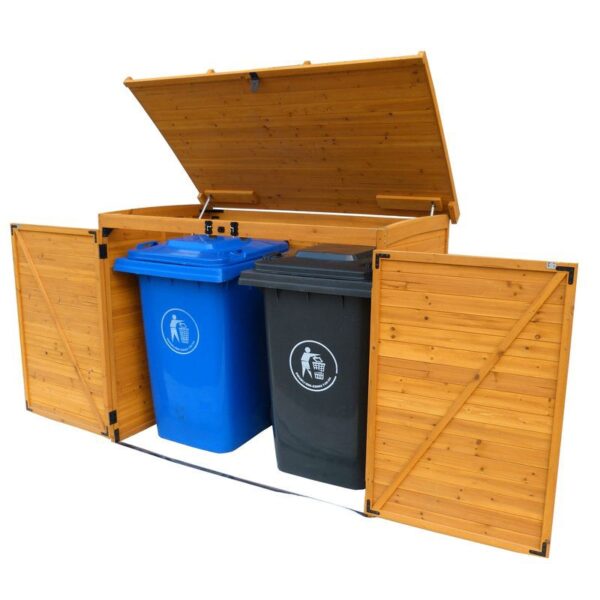 Outdoor 65 x 38 inch Wood Storage Shed for Trash Garbage Recycle Bins - Image 4