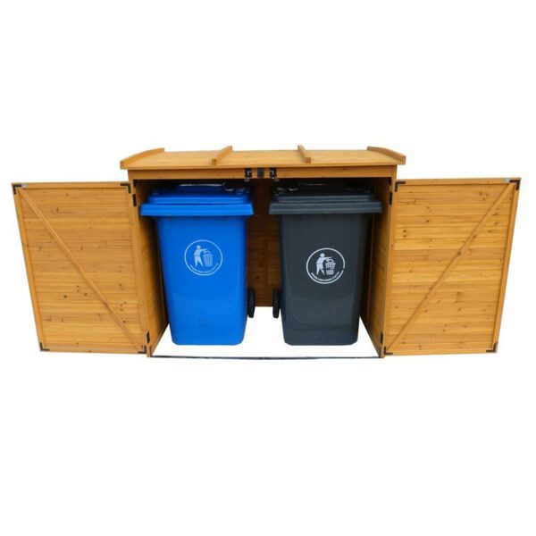 Outdoor 65 x 38 inch Wood Storage Shed for Trash Garbage Recycle Bins - Image 5
