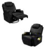 Black Swivel Heat & Massage Recliner Chair 5 Modes Remote Control - Image 2